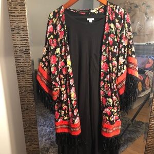 Gorgeous floral tassel kimono